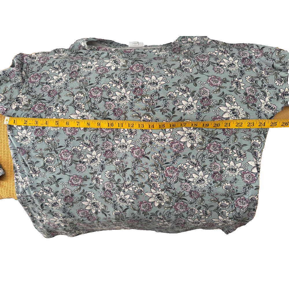 J.Jill Size XL Long Sleeve w/ stretch Blue Floral Print Knit Blouse - Picture 5 of 8